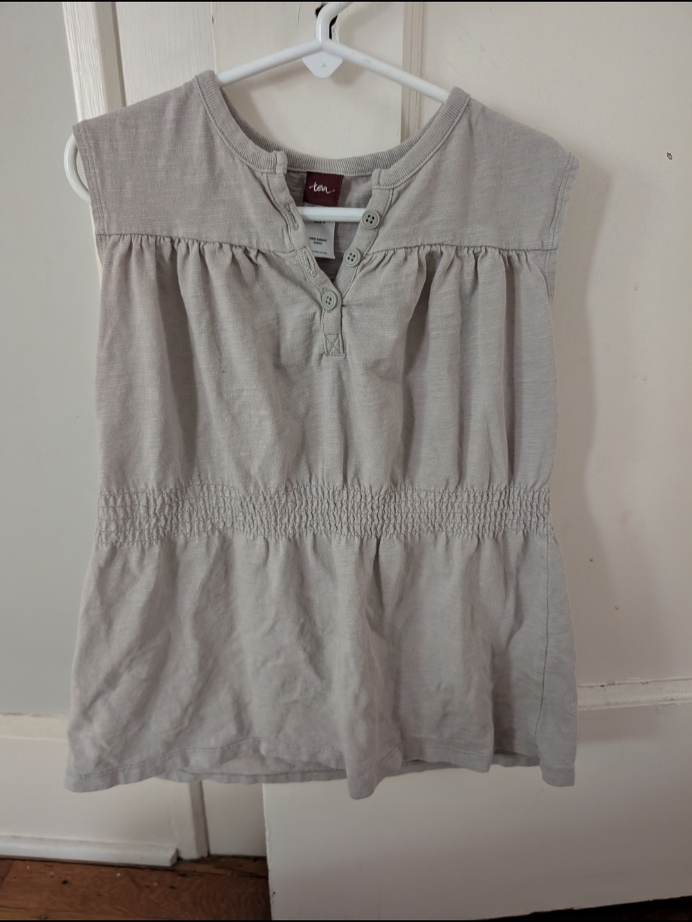 Tea collection Girls' Smocked Waist Casual Dress - Light Gray